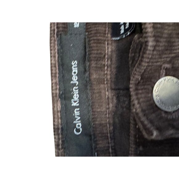 Calvin Klein Flare Corduroy Pants Women Size 12 Brown 99% Cotton Stretch RN 3600 - Picture 8 of 8